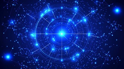 Obraz premium Intricate Blue Network, A Futuristic Web of Light and Connection, representing digital connectivity