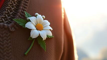 Glowing Swiss lantern with white cross motif, resting on rustic wood with alpine meadow in soft focus.