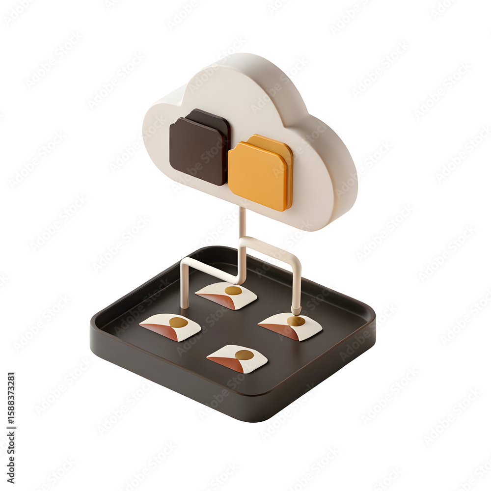 Aufkleber isometric cloud file sharing system isolated on a transparent background