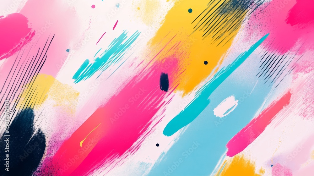 Poster abstract vibrant brushstrokes creating a dynamic and colorful background