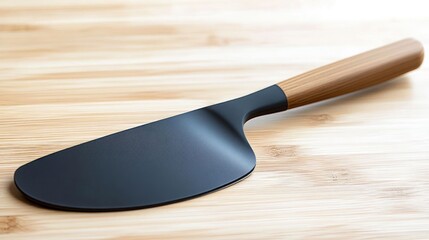 Elegant Dessert Server on Wooden Surface: A Study in Texture and Form, showcasing modern kitchenware design highlighting clean lines and natural material synergy, conveying sophistication