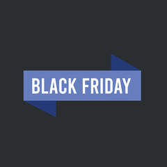 Black Friday Sale Banner – Blue Ribbon Label on Dark Background
