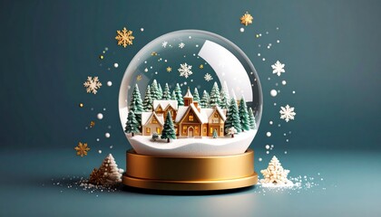 Enchanting christmas village scene within a whimsical snow globe
