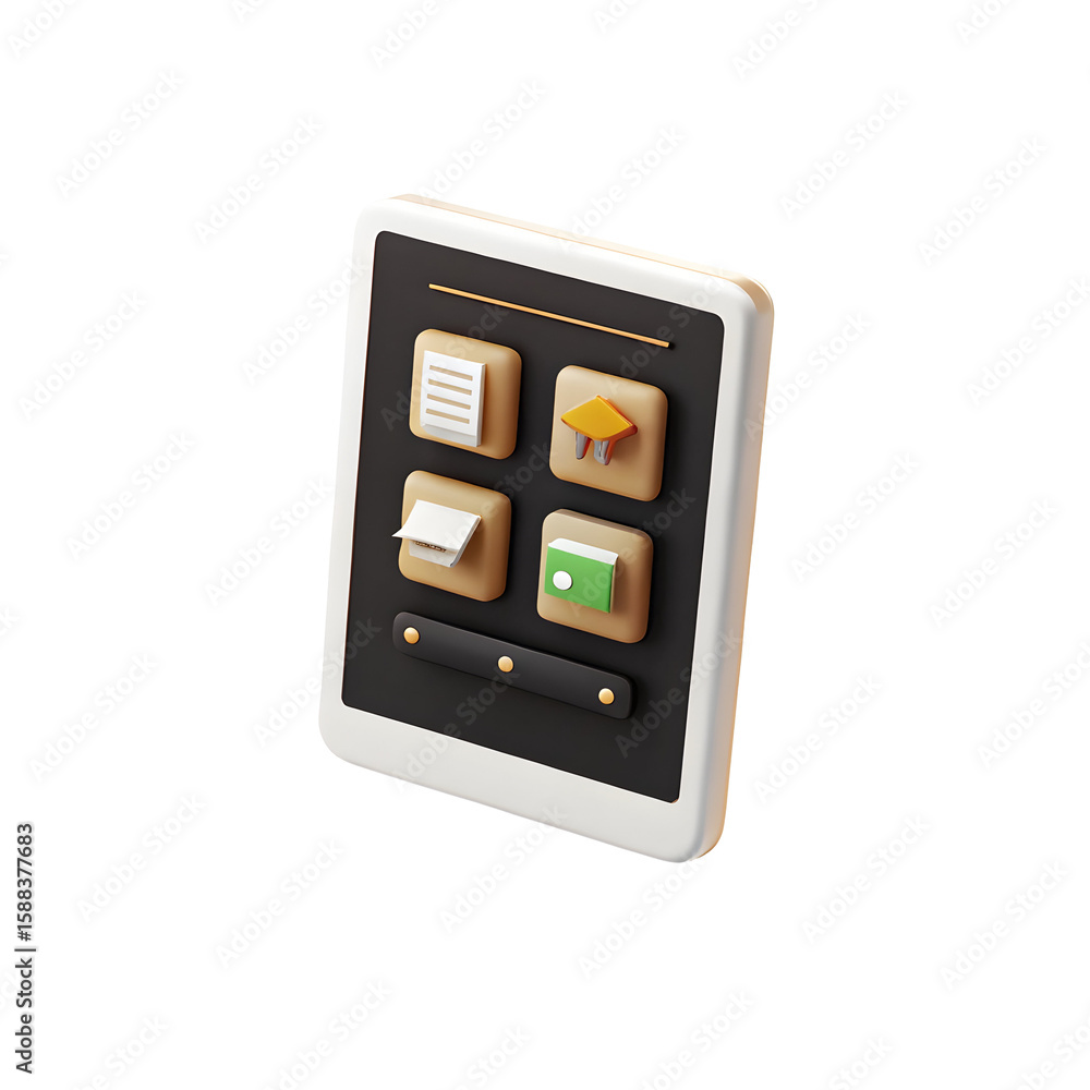 Aufkleber isometric mobile device with icons isolated on a transparent background