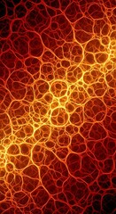Obraz premium Abstract cellular network of fiery orange and red glowing structures texture