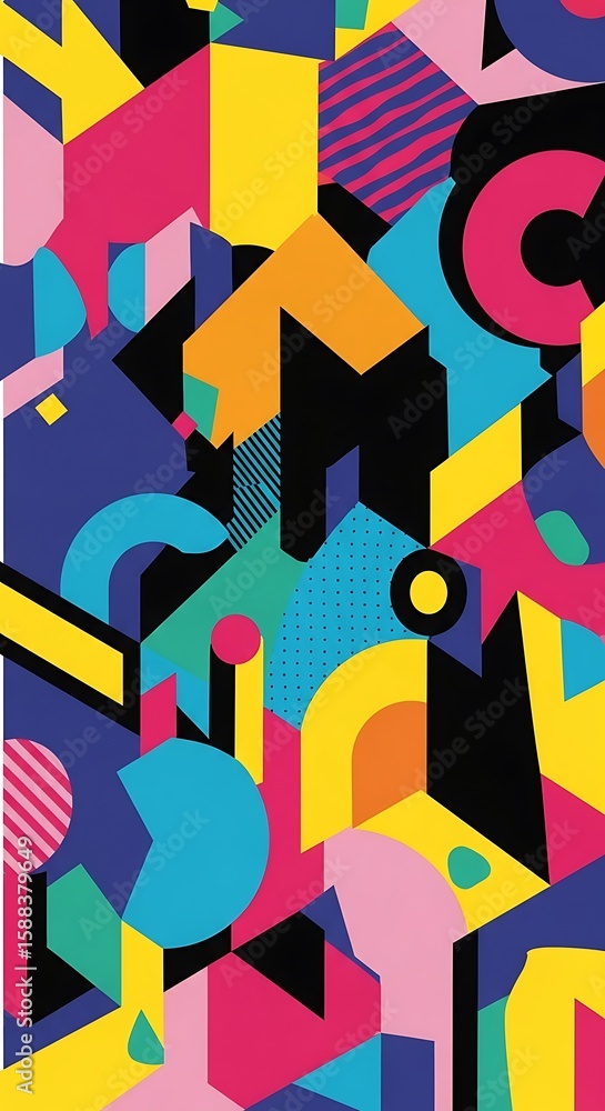 Poster abstract geometric background featuring vibrant colors and dynamic shapes elements design