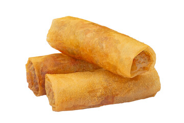 Vietnamese spring rolls with pork meat or crispy spring rolls filled with pork and shrimp. Vietnamese food Cha gio or Vietnamese egg rolls isolated. PNG transparency	