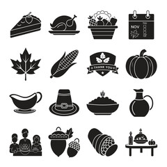 Thanksgiving silhouette vector icon set. Perfect icons for Celebration of Thankgsgiving festival