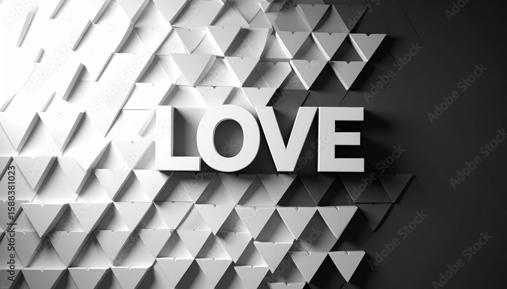 Poster abstract geometric background with 'love' message and text space