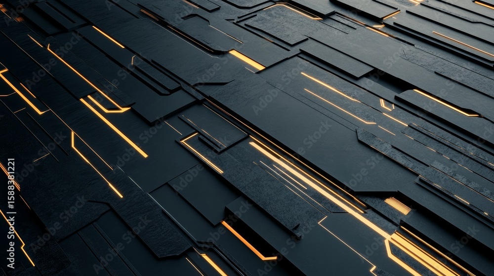 Poster abstract geometric surface with illuminated lines and textured details