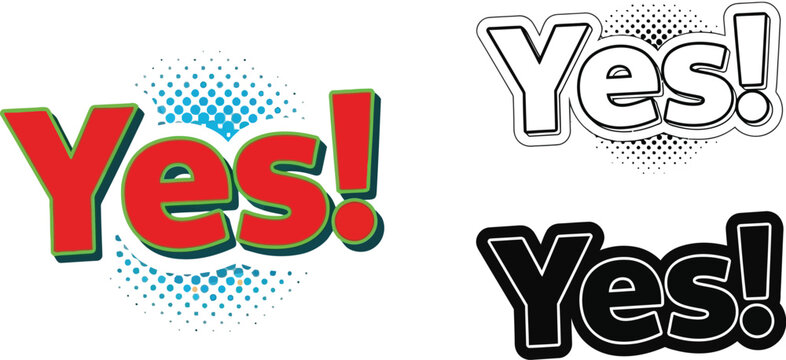 Yes vector illustration graphic design element positive affirmation agreement approval confirmation choice editable