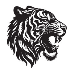 Feline tribal predator design of a roaring lion head vector, perfect for a powerful animal tattoo or wildcat logo illustration