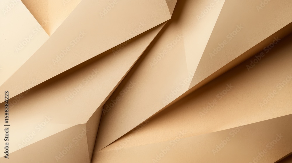 Poster abstract beige geometric design with sharp lines and subtle shadows