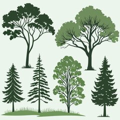 Obraz premium A collection of various stylized tree icons.