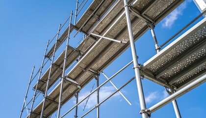 Metal Scaffolding Against Blue Sky