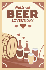 National Beer Lover's Day themed illustration with various beer elements