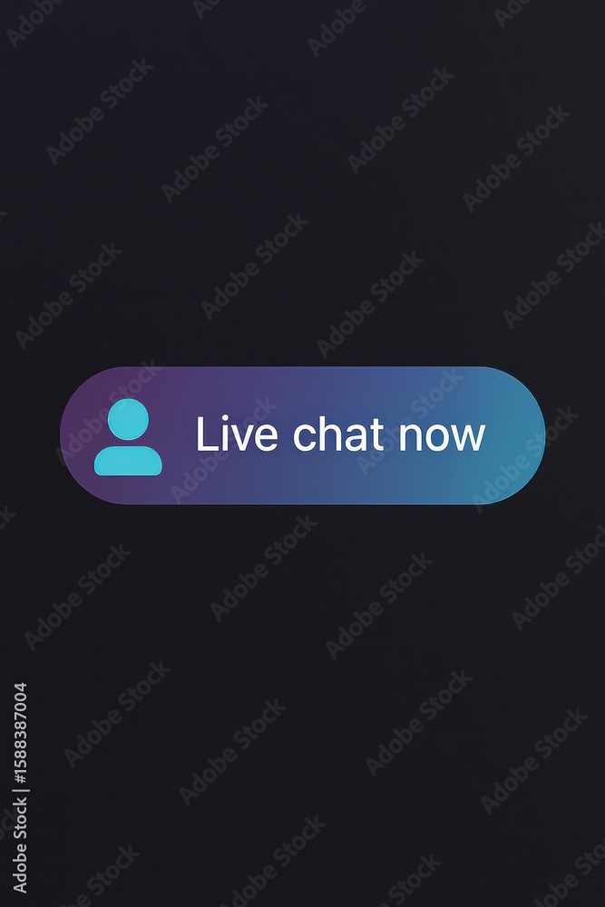 Aufkleber a simple live chat button on a dark background, representing a digital interaction. customer support