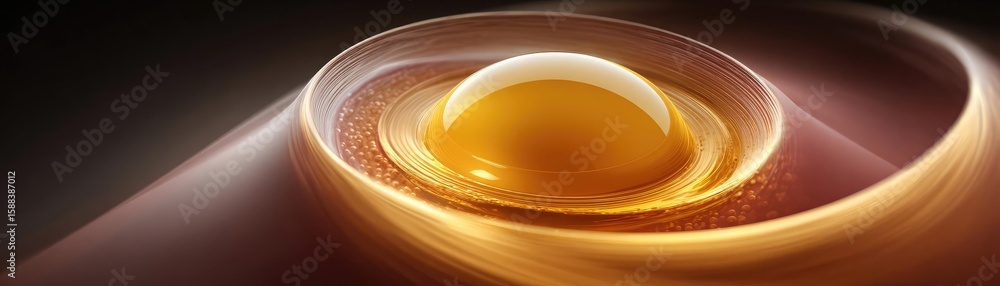 Poster urine output from bladder pressure concept. abstract golden orb with dynamic swirls of light and col