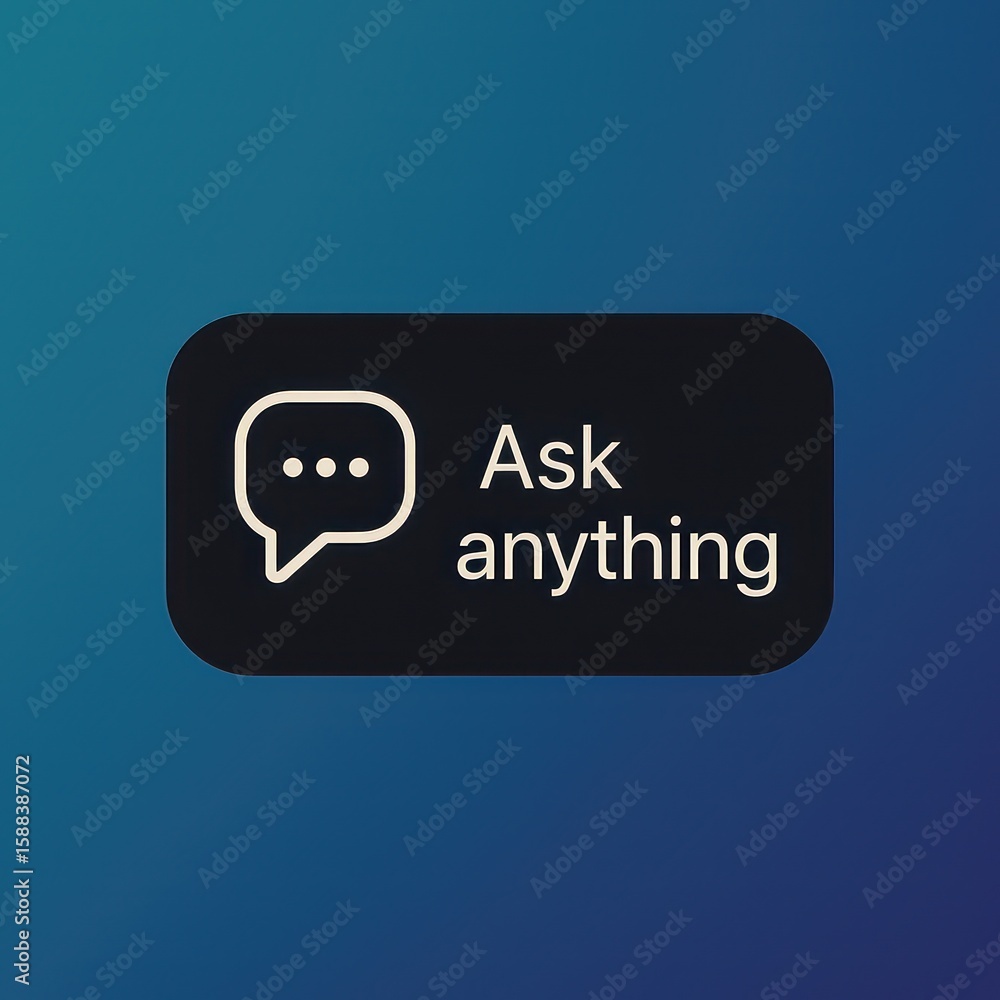 Aufkleber a digital illustration of an 'ask anything' interface, offering a seamless and modern solution for u