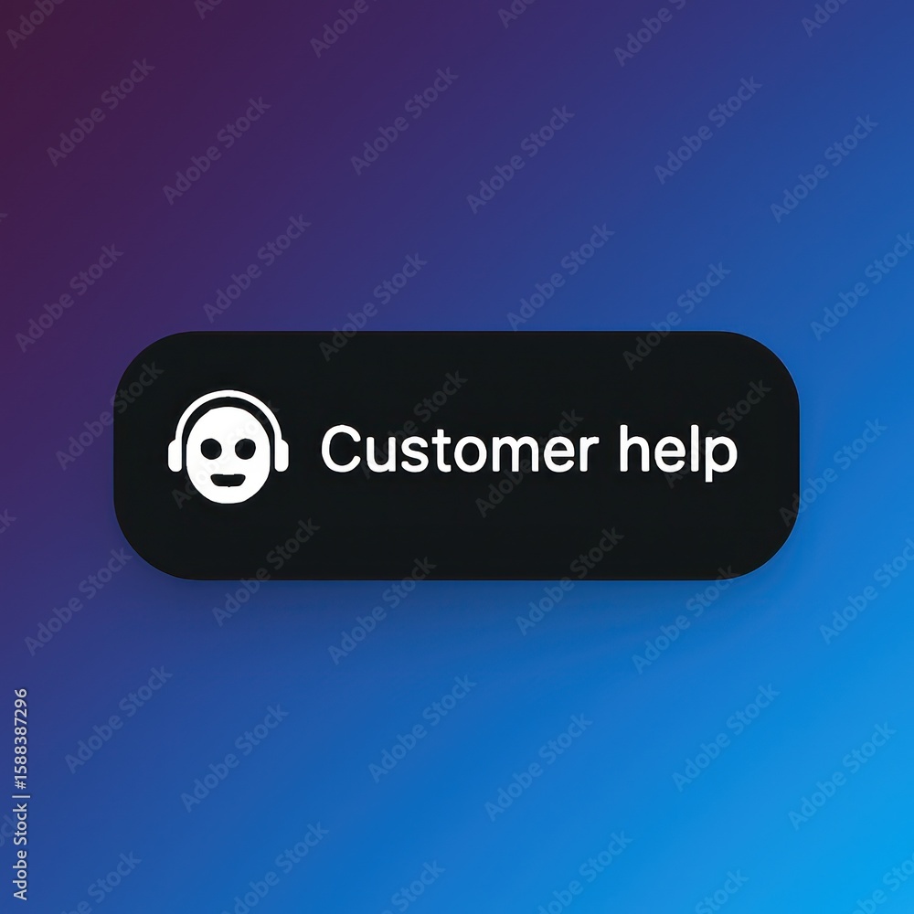 Poster a sleek, modern customer help button prominently displayed against an abstract background. the icon 