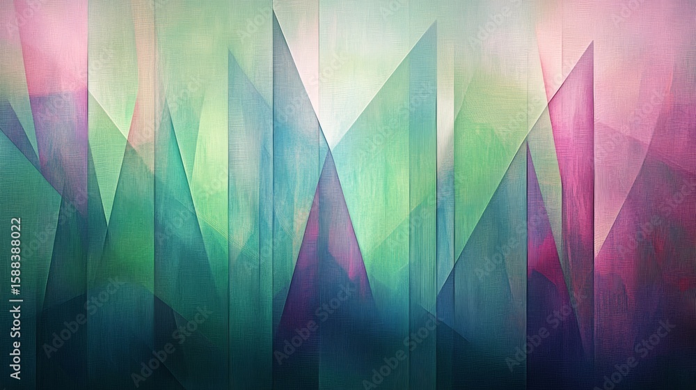 Poster abstract geometric artwork with triangles and textured background, creating a modern and visually st