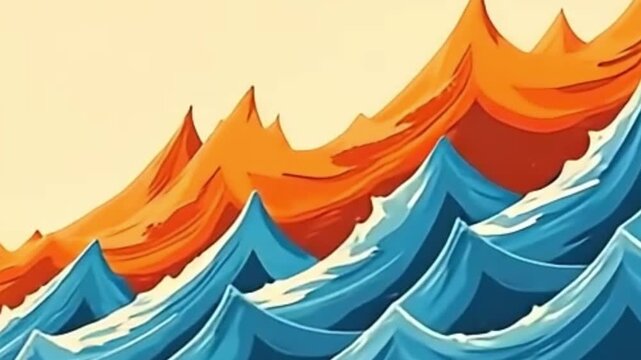 retro vector background animation, abstract surf poster loop, jagged diagonal wave motion, 4k vector animation loop, colorful retro pattern video, high energy abstract background, vector loop animatio