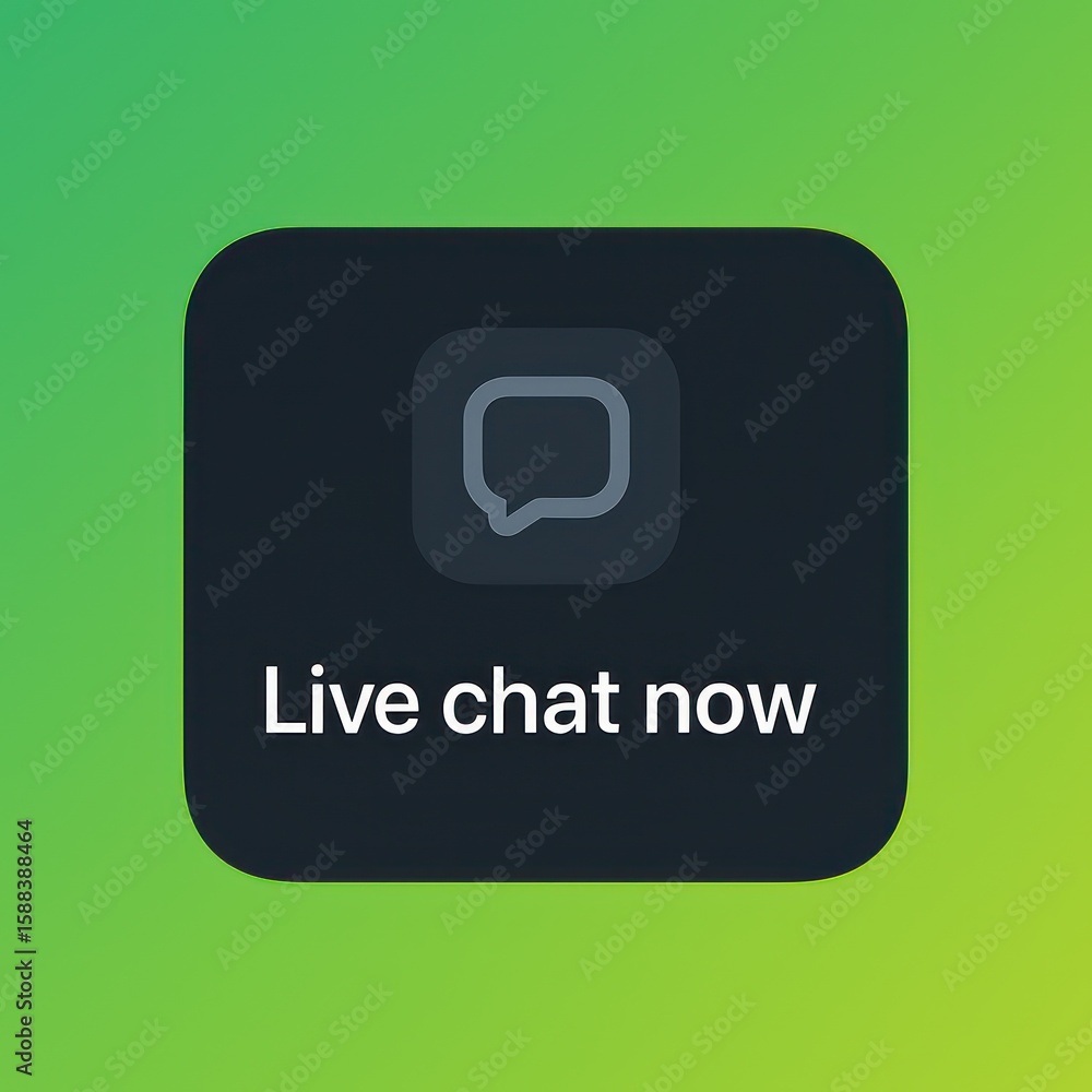Poster a modern user interface of a live chat icon on a mobile screen. the chat bubble symbol signifies com