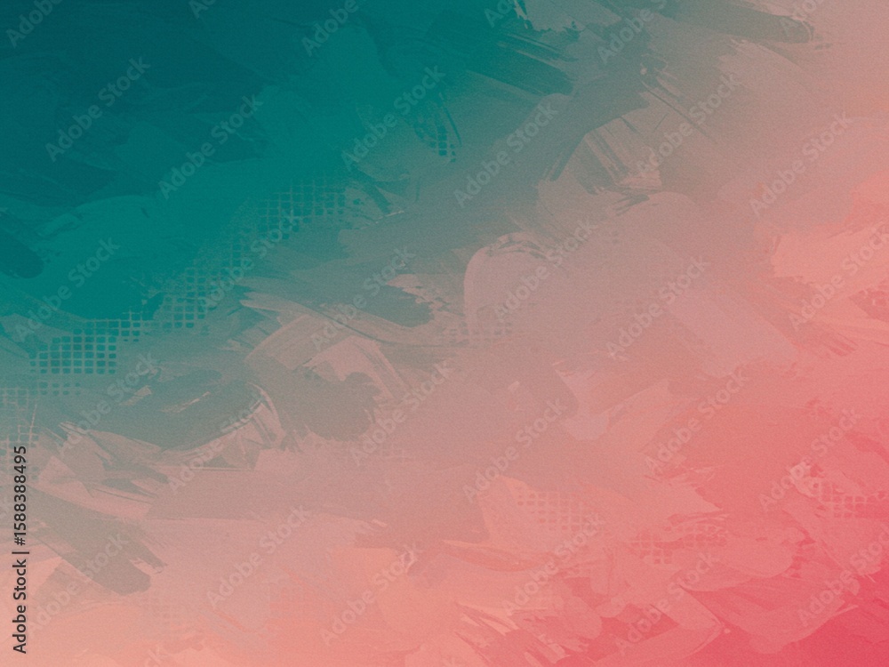 Poster abstract painting offers a textured design in teal and peach with a gradient effect for artistic cre