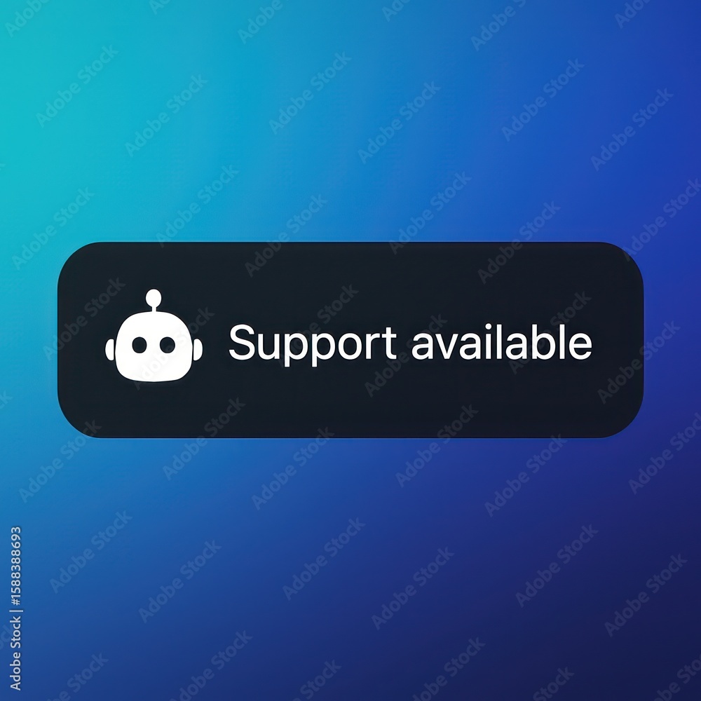 Poster a modern digital interface design with a button indicates customer support availability with an ai-p