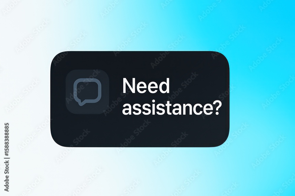 Poster a digital speech bubble asks if you need assistance. a clear call to action message, suggesting the 