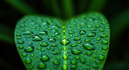Dew Drops on a Green Leaf