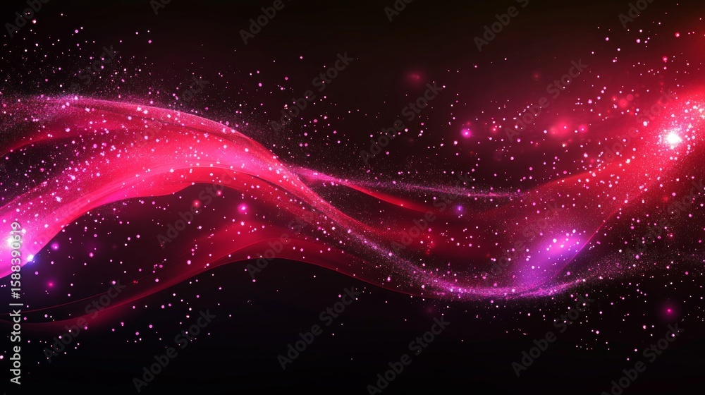 Poster abstract pink light particle background with a wave design concept