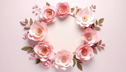 Delicate paper flowers in a circle