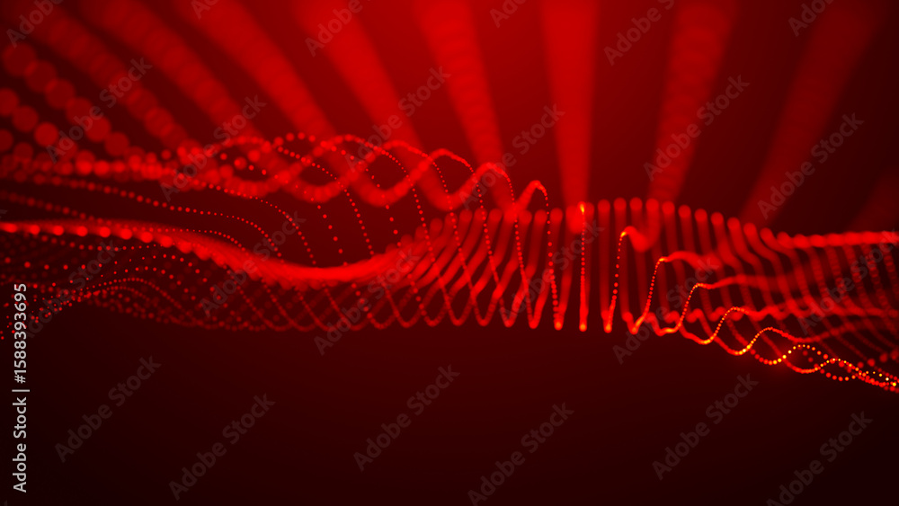 Poster abstract background with dynamic color wave. futuristic dotted wave of bright particles. colorful ba