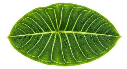 Green Alocasia Leaf with Water Droplets