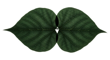 Twin Heart Shaped Leaves Isolated on Black Background
