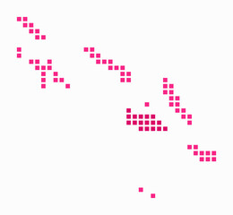 Solomon Islands dotted map. Digital style map of the country on white background. Solomon Islands shape with square dots. Colored dots style. Large size squares. Simple vector illustration.