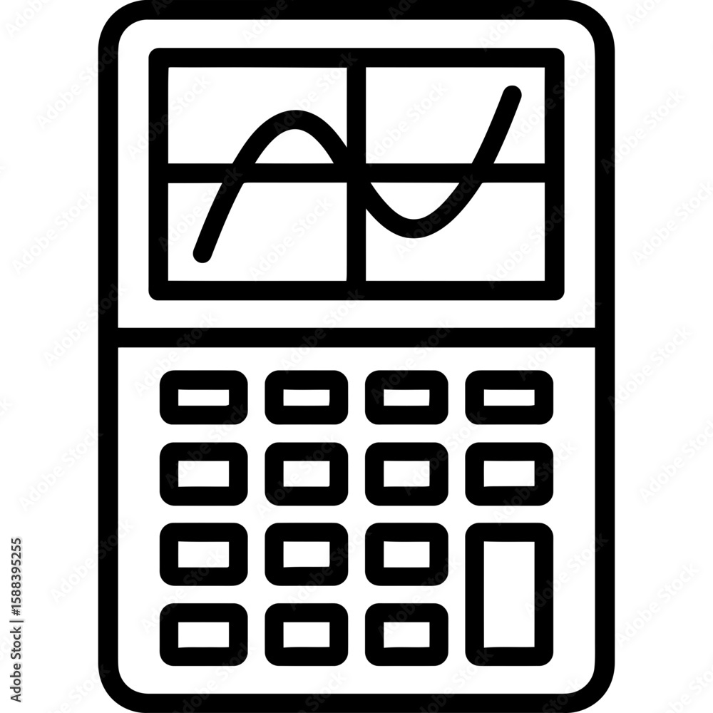 Poster graphing calculator outline icon vector