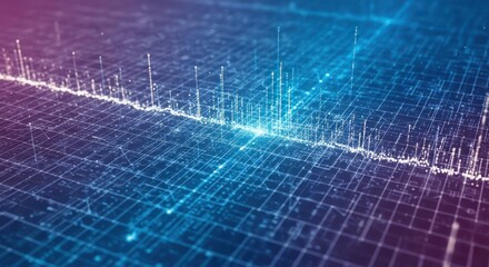 Abstract digital data visualization with a grid and vertical lines, representing information flow.