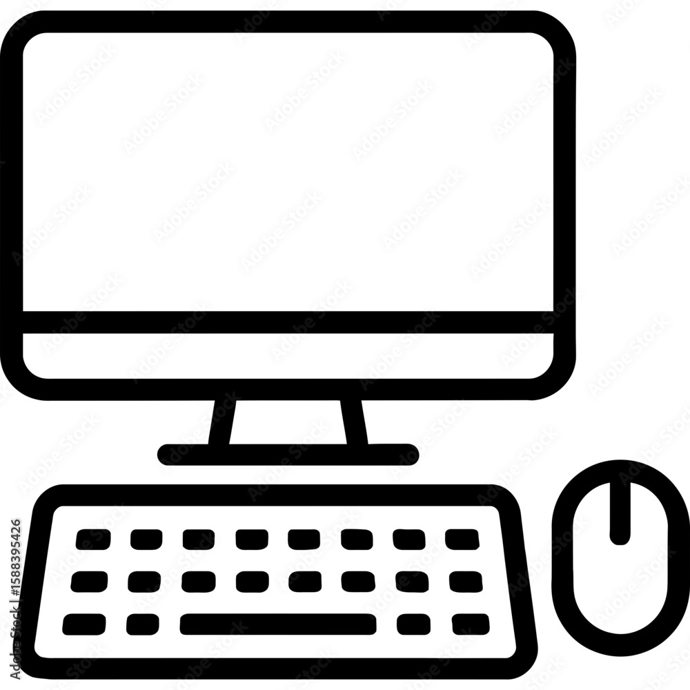 Poster desktop computer outline icon vector