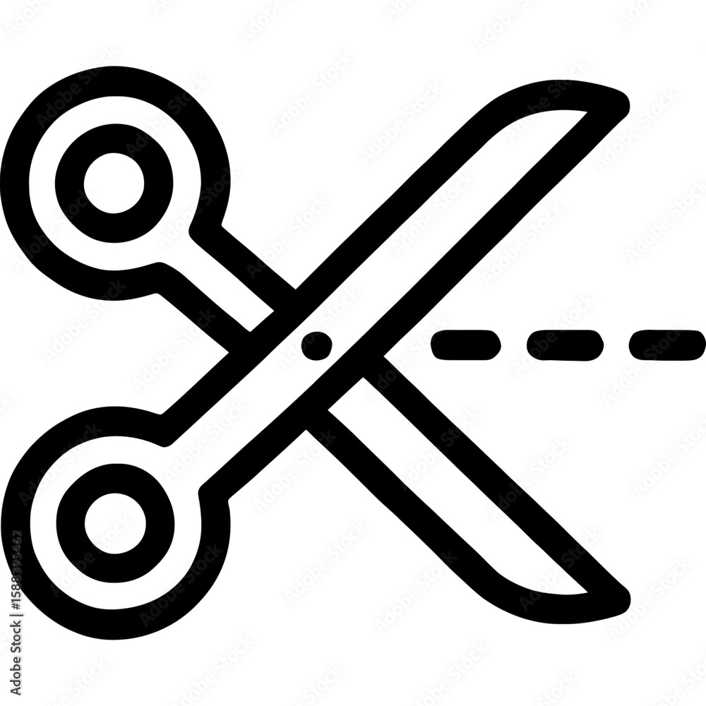 Poster cut action scissors outline icon vector