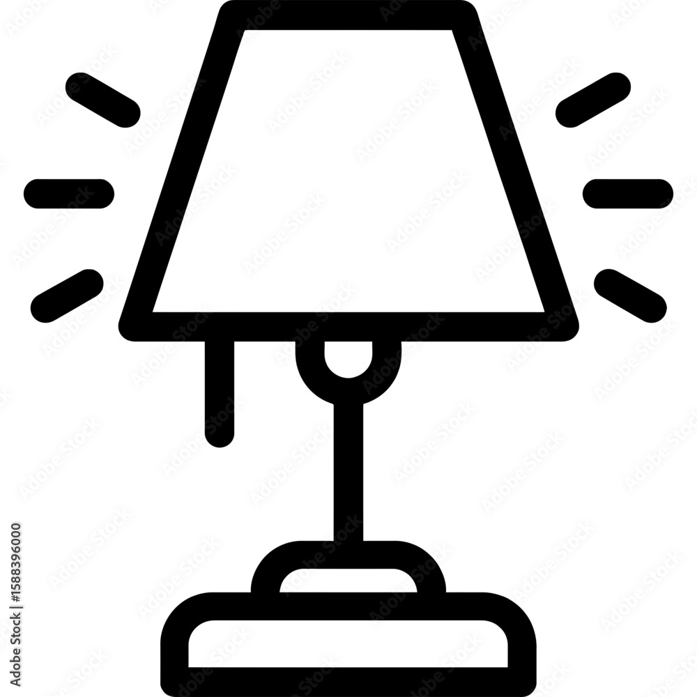 Poster table lamp outline icon vector