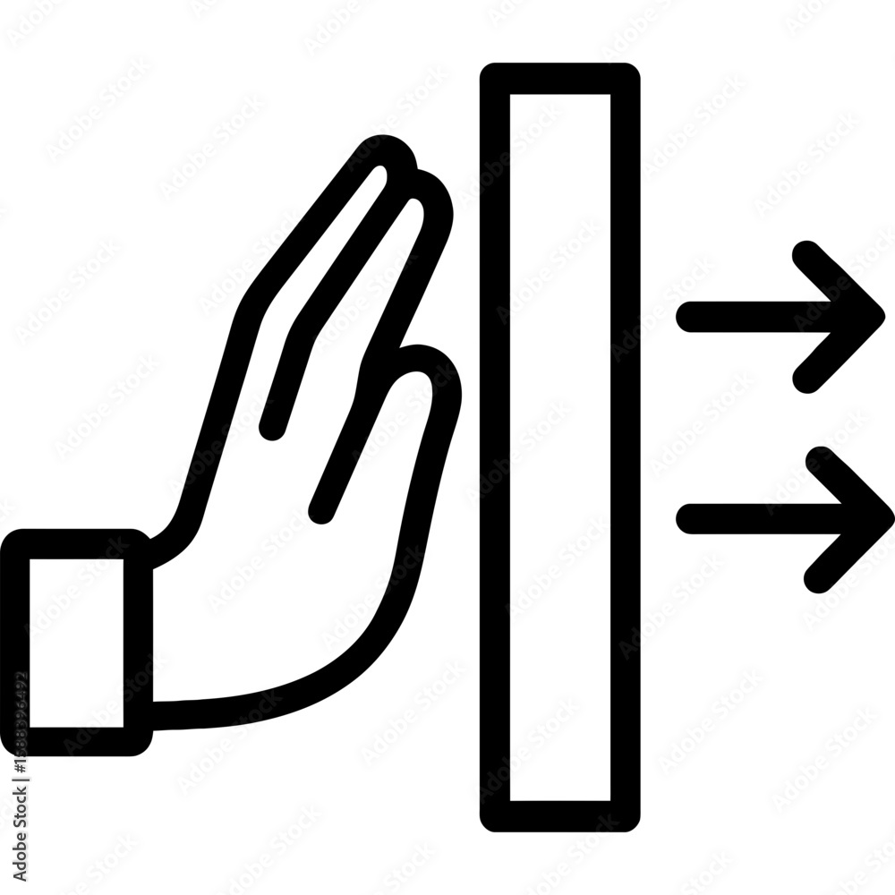 Poster hand pushing object with force outline icon vector