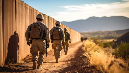 Border Patrol Agents Patrol Desert.