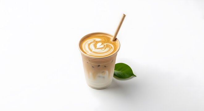 Iced coffee latte art disposable cup