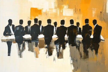 Business meeting with executives corporate office digital art professional setting abstract view collaboration concept