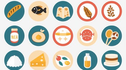 "Allergen-Free Icons Set: Clear Product Warning Symbols"

