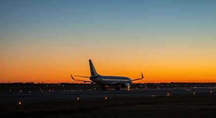 Airline on a Runway Landing View at Golden Hour