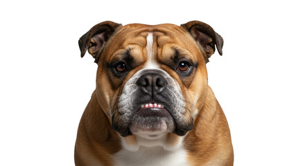 Obraz premium Closeup Portrait of a Brown and White Bulldog.