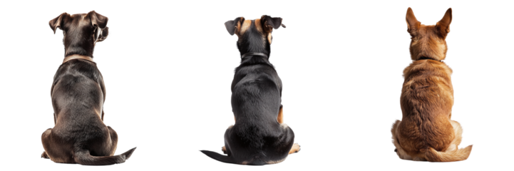 Set of sitting dogs isolated on transparent background PNG
